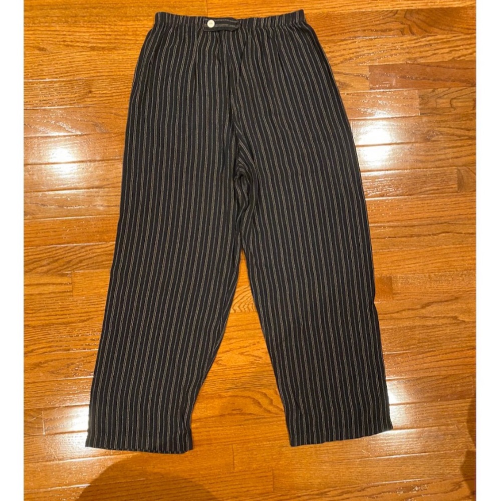 navy blue gold stripe flowy pants